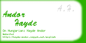 andor hayde business card